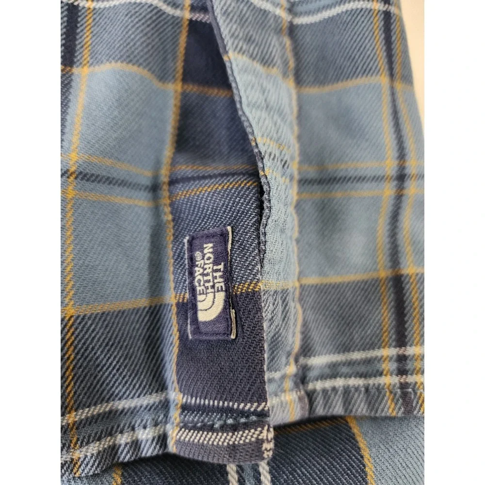 The North Face Flannel Shirt Mens XL‎ Blue Plaid Button Up Cotton Long